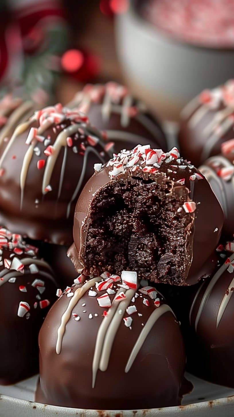 Peppermint Brownie Truffles