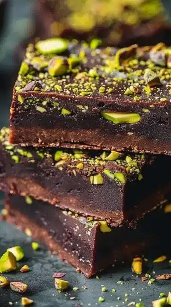 No-bake pistachio brownies made with 5 ingredients for a delicious treat