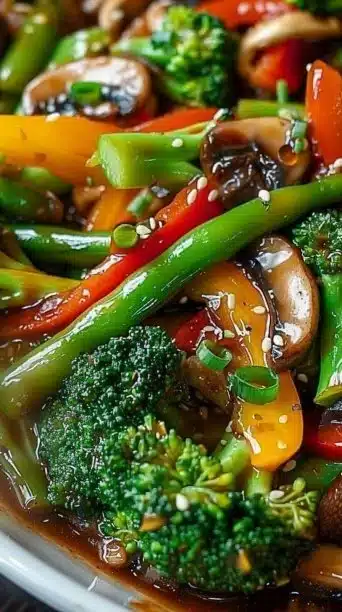 Beef stir fry with colorful vegetables in a sizzling pan