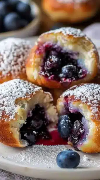 Blueberry pie bombs filled with fresh blueberries and flaky pastry