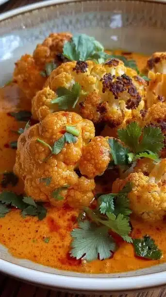 Delicious butter cauliflower dish with spices and cream sauce