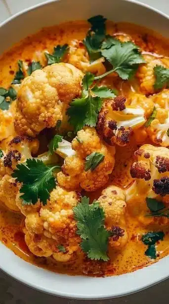 Delicious Butter Cauliflower dish garnished with fresh herbs.