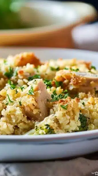 Cheesy Chicken Riced Cauliflower Casserole