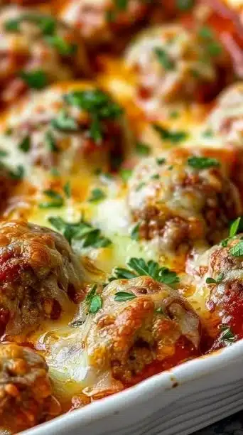 Cheesy Keto Meatball Casserole
