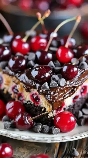 Cherry Chocolate Chip Poke Cake