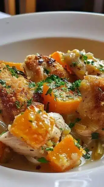 Chicken Leek and Butternut Squash Bake
