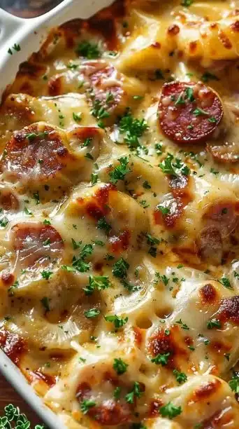 Classic Crockpot Pierogi Casserole With Kielbasa