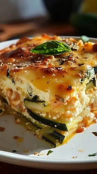 Delicious cottage cheese and veggie bake served in a rustic dish
