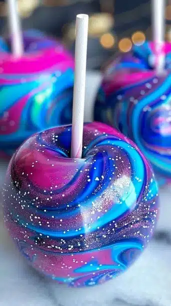 Cotton Candy Swirl Candy Apples