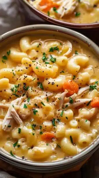 Creamy Chicken Macaroni Cheese Soup Your New Favorite