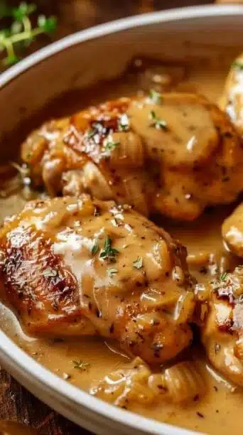 Delicious creamy ranch pork chops served on a plate