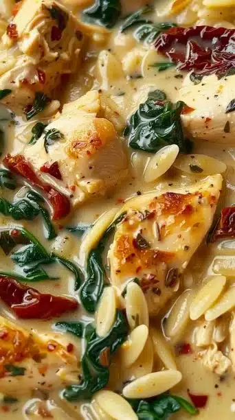 Creamy Tuscan Chicken Orzo: A Rich, One-Pot Italian-Inspired Comfort Dish