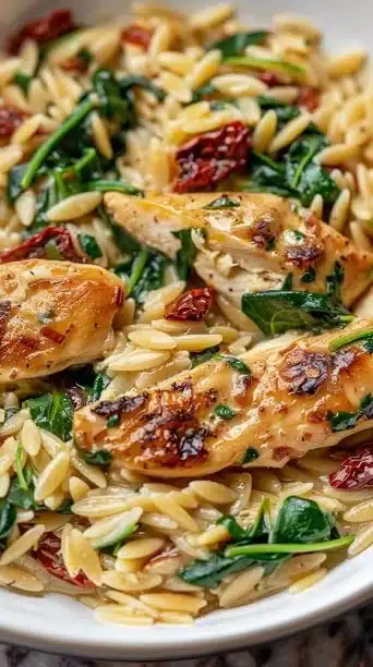 Creamy Tuscan Chicken Orzo: A Rich, One-Pot Italian-Inspired Comfort Dish
