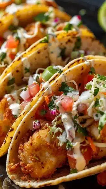 Crispy Fish Tacos with Cilantro Lime Slaw