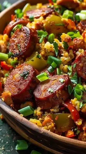 Crockpot Cajun Sausage and Cauliflower Rice