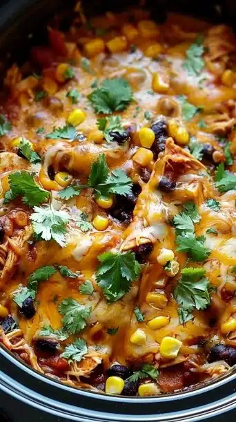 Crockpot Chicken Enchilada Casserole
