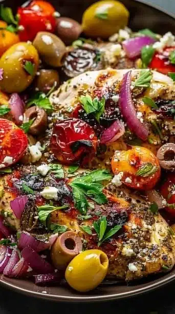 Crockpot Greek Chicken with Feta and Olives