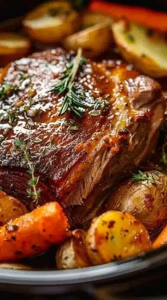 Crockpot Maple Dijon Pork with Winter Vegetables