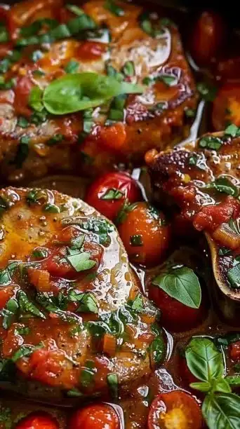 Crockpot Tomato Basil Pork Chops