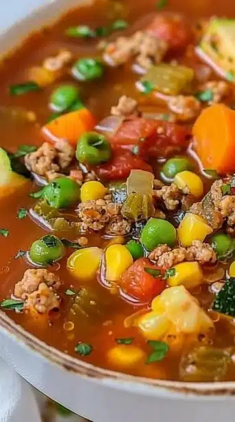 Crockpot Turkey and Vegetable Soup with fresh ingredients and herbs