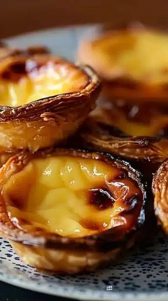 Delicious custard tarts garnished with fresh fruit on a white plate