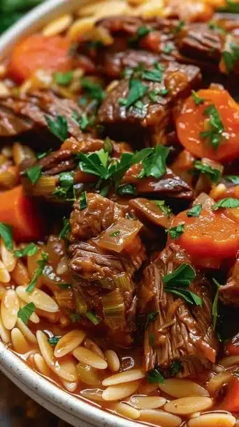 Delicious Beef Giouvetsi: Greek Orzo Pasta & Beef Stew