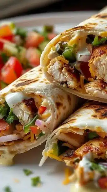 Chipotle Ranch Grilled Chicken Burrito with fresh ingredients and ranch sauce