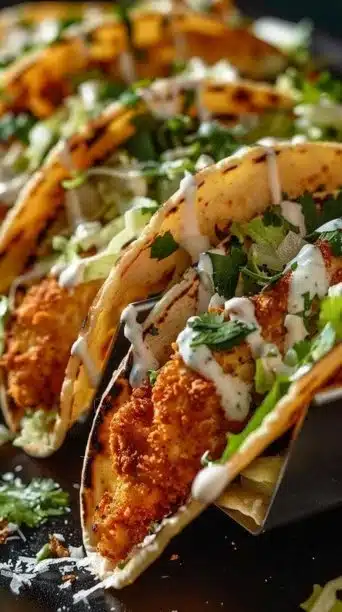 Dill Pickle Ranch Smash Chicken Tacos with Crispy Cheese Lace