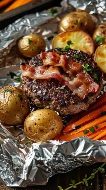 Easy Beef Burger Foil Packets