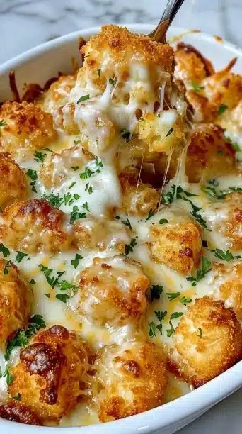 Easy Chicken Alfredo Tater Tot Casserole