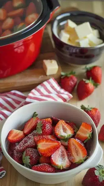 Homemade easy crockpot strawberry butter spread