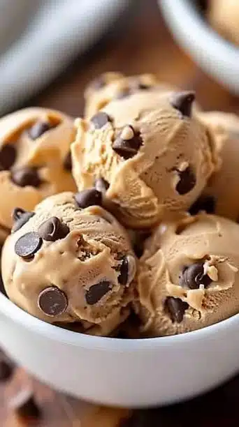 Frozen Greek Yogurt Peanut Butter Bites with Chocolate Chips served on a plate