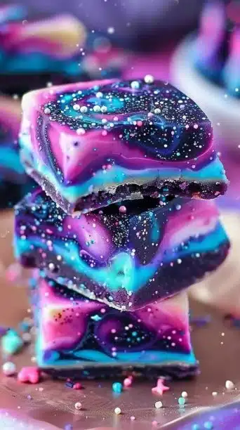 Delicious Galaxy Shortbread Bites served on a decorative plate.