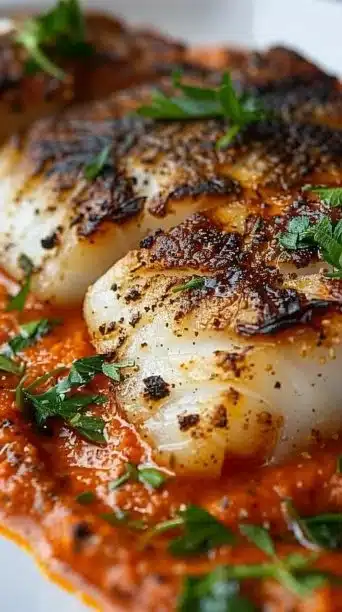 Grilled Cod with Romesco Sauce