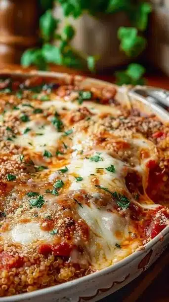 Healthy Chicken Parmesan Quinoa Bake