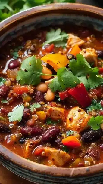 Healthy Crockpot Chicken and Quinoa Chili