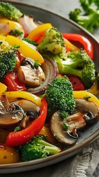 Colorful sautéed vegetables in a pan, showcasing healthy cooking ingredients.
