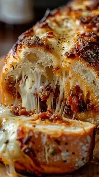 Irresistible Cheesy Beef Garbage Bread – So Easy & Delicious!