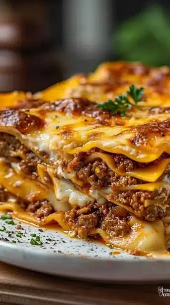 Lasagna cheeseburger mashup - a delicious comfort food creation