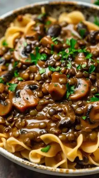 Lentil Mushroom Stroganoff