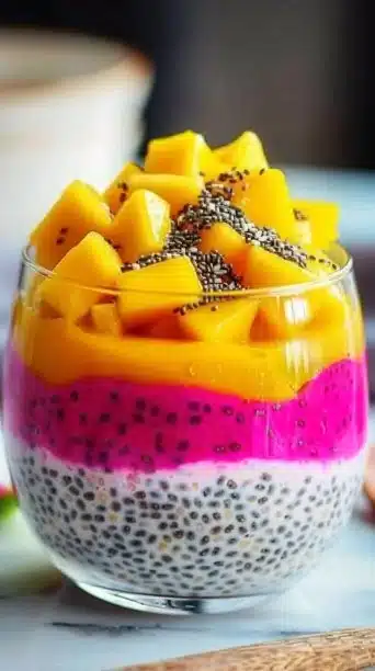 Mango and Dragon Fruit Chia Pudding