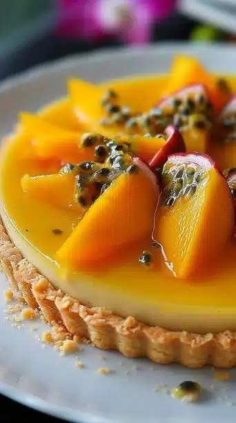Mango Passionfruit Coconut Panna Cotta Tart