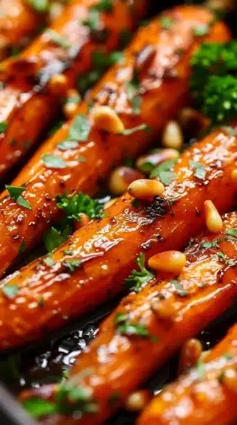 Maple Dijon Roasted Carrots served on a plate, showcasing vibrant colors and glaze.