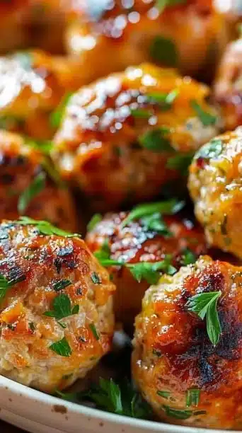 Delicious creamy chicken meatballs served on a plate, perfect for comfort food.