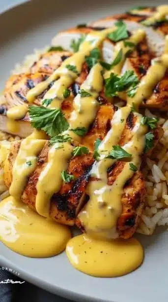 Delicious Mexican chicken topped with creamy cheese sauce