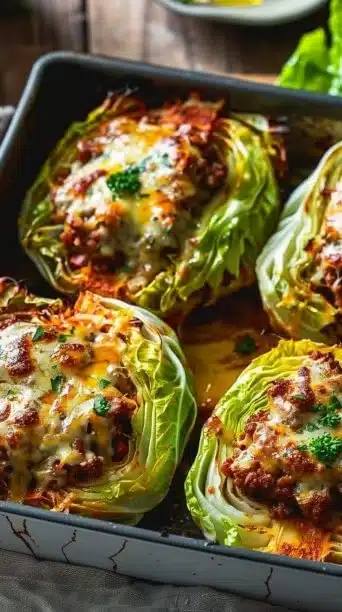 Oven-Baked Cabbage Burgers: A Hearty, Cheesy, Low-Carb Comfort Dish