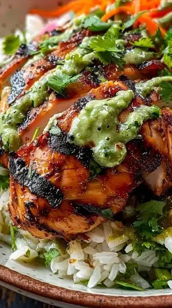 Peruvian Chicken And Rice With Green Sauce
