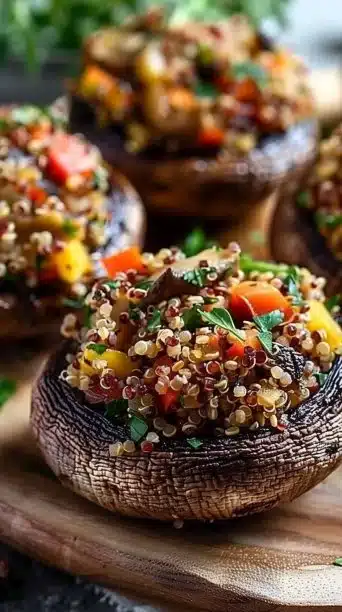 Quinoa & Veggie Stuffed Portobello Mushrooms That’ll Steal the Show at Any Table
