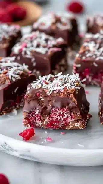 Raspberry Coconut Chocolate Bars