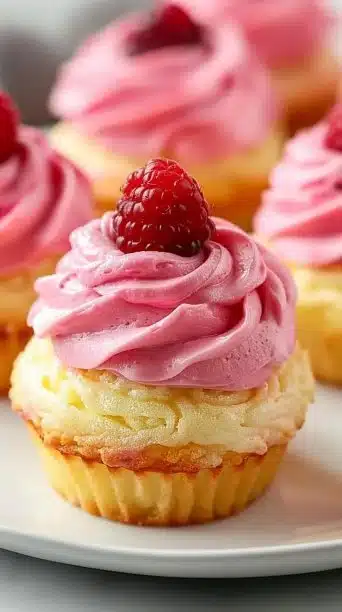 Freshly baked raspberry lemon rolls with icing on a plate